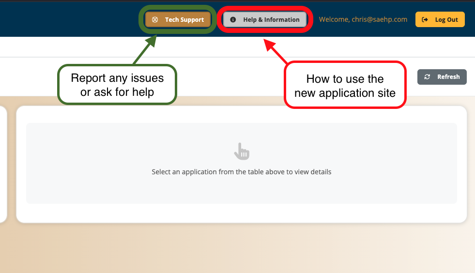 Screenshot of the online vaccination application